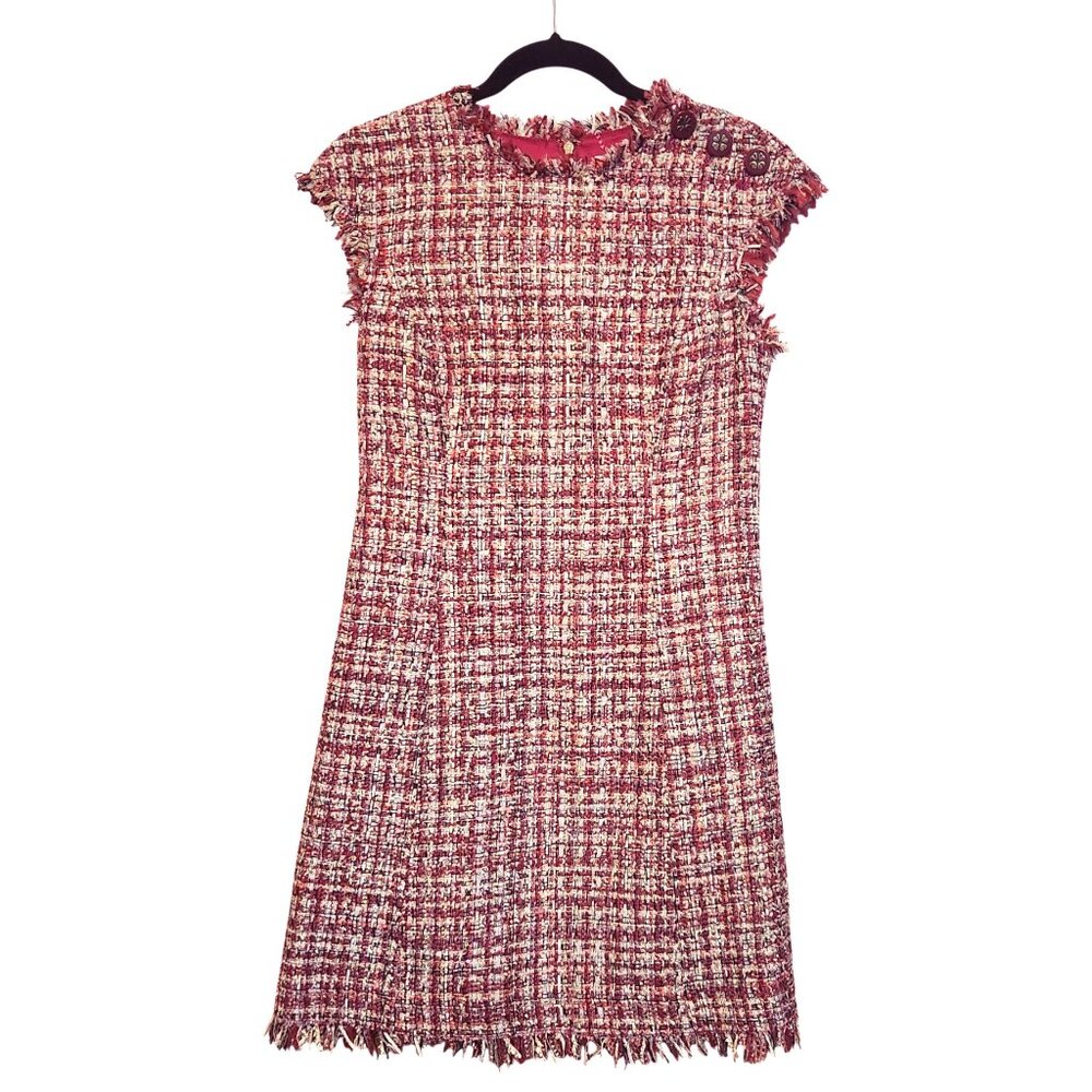 Kate Spade Textured Tweed A-Line Sheath Dress Size 4 Pink White Wisteria Garden